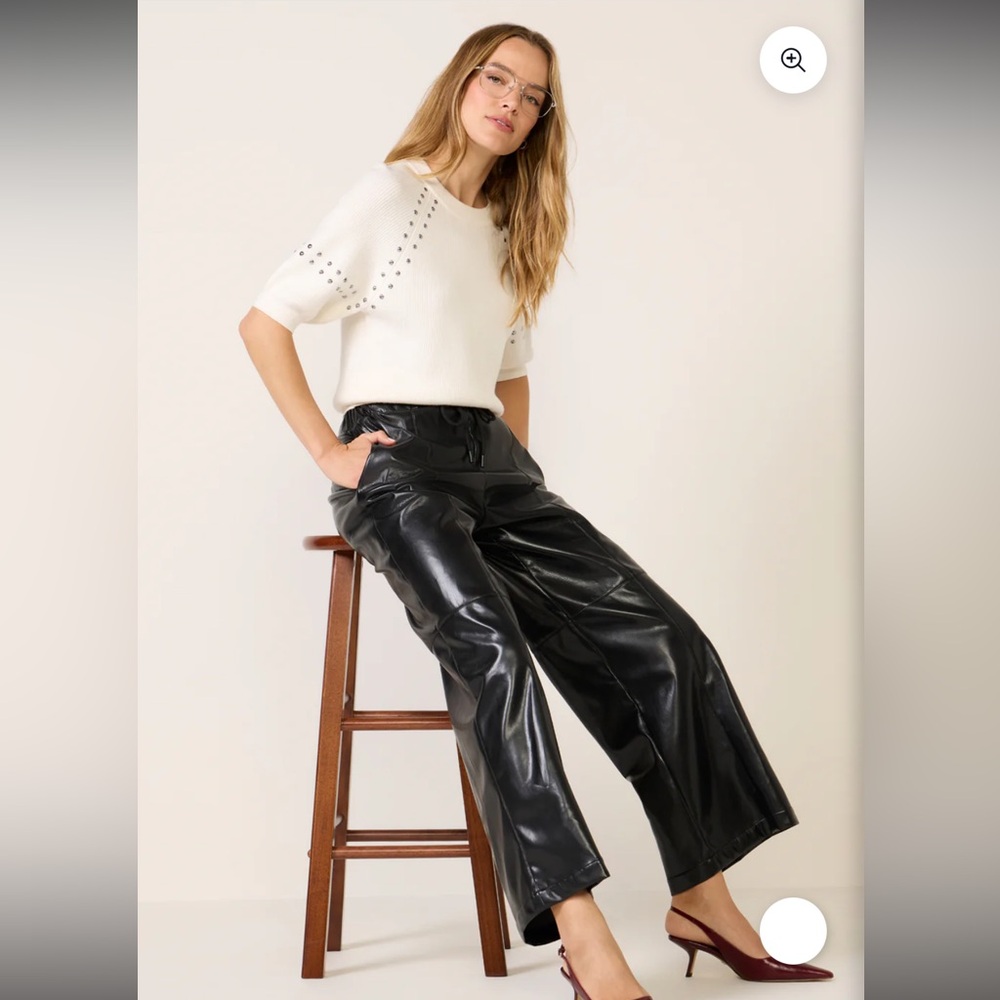 Evereve Jordan Faux Leather Wide Leg Pant – Black, Size XS (NWT) - Picture 3 of 12